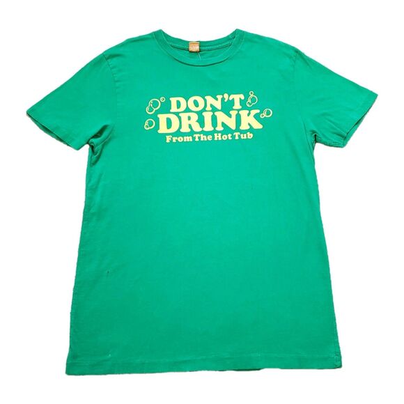 VTG Hollister Don't Drink From The Hot Tub Sz Large Single Stitch Mens Green Tee - Picture 1 of 7